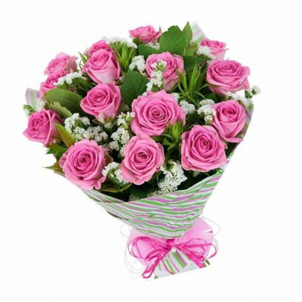 15 Pembe Gül Buketi
